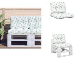 vidaXL Palletkussen - Palletkussens - Palletbankkussen - Bankkussen - Palletkussens 2 st stof bladpatroon