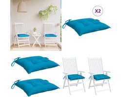 vidaXL Palletkussens 2 st 50x50x7 cm oxford stof lichtblauw - Palletkussen - Palletkussens - Palletbankkussen - Bankkussen