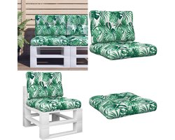 vidaXL Palletkussens 2 st stof bladpatroon - Palletkussen - Palletkussens - Palletbankkussen - Bankkussen