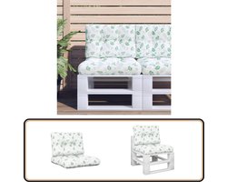 vidaXL Palletkussens 2 st - Stof - Bladpatroon Palletkussens - Tuincushions - Outdoor Cushions - Lounge Cushion - Zitkussens