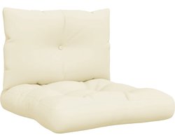 vidaXL - Palletkussens - 2 - st - stof - crèmekleurig