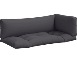 vidaXL - Palletkussens - 3 - st - stof - antracietkleurig