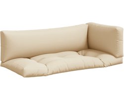 vidaXL - Palletkussens - 3 - st - stof - beige