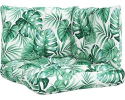 vidaXL - Palletkussens - 3 - st - stof - bladpatroon