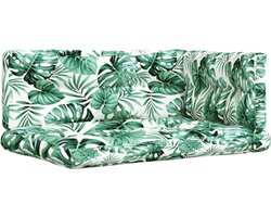 vidaXL - Palletkussens - 3 - st - stof - bladpatroon