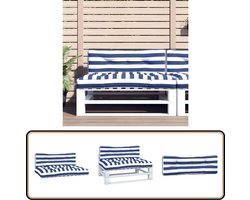 vidaXL Palletkussens Blauw/Wit - Waterafstotend Palletkussens - Tuinkussens - Outdoor Meubilering - Lounge Set - Patio Furniture