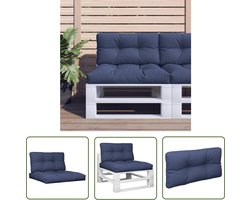 vidaXL Palletkussens - Tuinkussens - Palletkussens 2 st stof marineblauw - Outdoor Kussens - Lounge Kussens - Tuindecoratie