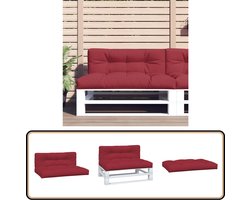 vidaXL Palletkussens - Wijnrood - 2 stuks - Waterafstotend Tuin Kussens - Pallet Kussens - Outdoor Kussens - Lounge Kussens - Zitkussens