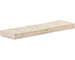 vidaXL - Palletvloerkussen - 120x40x7 - cm - katoen - beige