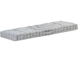 vidaXL - Palletvloerkussen - 120x40x7 - cm - katoen - grijs