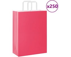 vidaXL - Papieren - zakken - 250 - st - met - hengsels - 26x12x35 - cm - roze