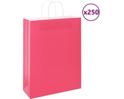 vidaXL - Papieren - zakken - 250 - st - met - hengsels - 32x12x42 - cm - roze