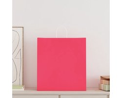 vidaXL - Papieren - zakken - 50 - st - met - hengsels - 45x17x48 - cm - roze