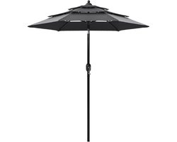vidaXL - Parasol - 3-laags - met - aluminium - paal - 2 - m - antracietkleurig