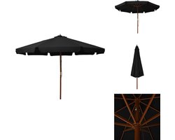 vidaXL Parasol - 330 x 254 cm - Zwart - Anti-vervagend polyester - 48mm paaldiameter - Parasol