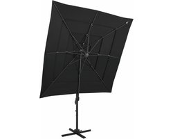 vidaXL - Parasol - 4-laags - met - aluminium - paal - 250x250 - cm - zwart