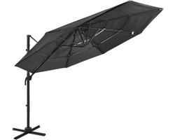 vidaXL - Parasol - 4-laags - met - aluminium - paal - 3x3 - m - antracietkleurig