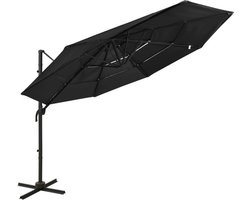vidaXL - Parasol - 4-laags - met - aluminium - paal - 3x3 - m - zwart