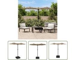 vidaXL Parasol Dubbel Dak - Parasol - Parasol dubbel dak 316x145 cm taupe - Buitendecoratie - Tuindecoratie - Tuinaccessoires