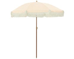 vidaXL - Parasol - Geel - en - Wit - Ø - 160 - x - 195 - cm - Staal