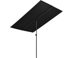 vidaXL - Parasol - met - aluminium - paal - 2x1,5 - m - zwart