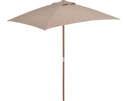 vidaXL - Parasol - met - houten - paal - 150x200 - cm - taupe