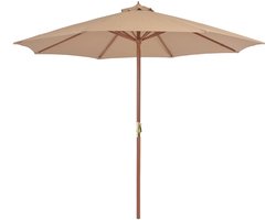 vidaXL - Parasol - met - houten - paal - 300 - cm - taupe