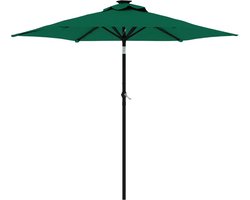 vidaXL - Parasol - met - LED's - en - stalen - paal - 225x225x212 - cm - groen