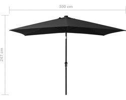 vidaXL - Parasol - met - LED's - en - stalen - paal - 2x3 - m - Zwart