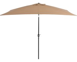 vidaXL - Parasol - met - metalen - paal - 300x200 - cm - taupe