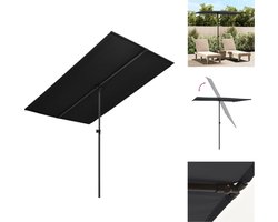 vidaXL Parasol - Parasols - Tuinparasol - Balkon Parasol - Parasol met aluminium paal 2x1,5 m zwart