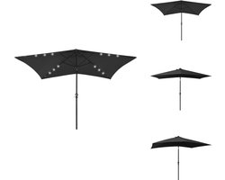 vidaXL Parasol - Parasols - Tuinparasol - Zonnescherm - Parasol met LED's en stalen paal 2x3 m groen