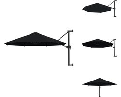 vidaXL Parasol - Parasols - Wandparasol - Wandparasols - Wandparasol met metalen paal 300 cm zwart