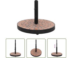 vidaXL Parasol Voet - Parasolvoet - Parasolvoet rond 12 kg terracottakleurig - Terracottatakleurige Parasolvoet - Houten Parasolvoet - Buitenschrijnwerk