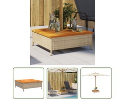 vidaXL Parasol Voetdoek - Parasolvoetbedekking - Parasolvoetbedekking 70x70x25 cm poly rattan acaciahout beige - Buitentafel - Terrasdecoratie - Garden Furniture