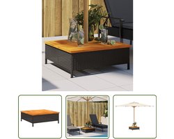 vidaXL Parasol Voetdoek - Parasolvoetbedekking - Parasolvoetbedekking 70x70x25 cm poly rattan acaciahout zwart - Buitentafel - Terrasdecoratie - Tuinaccessoires