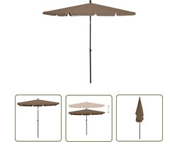 vidaXL Parasol - Zonwering - Parasol met paal 210x140 cm taupe - Buitendecoratie - Tuinaccessoires - Patiodecoratie