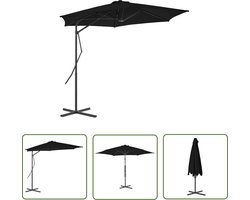 vidaXL Parasol - Zonwering - Parasol met stalen paal 300x230 cm zwart - Buitenshuis - Tuinparasol - Patio Parasol