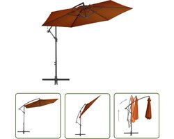 vidaXL Parasol - Zonwering - Zweefparasol met aluminium paal 300 cm terracottakleurig - Tuindecoratie - Buitenschilderij - Terrasdecoratie