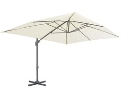 vidaXL Parasol - Zonwering - Zweefparasol met aluminium paal 400x300 cm zandkleurig - Tuinparasol - Outdoor Decor - Zomerproducten