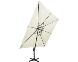 vidaXL Parasol - Zonwering - Zweefparasol met dubbel dak 300x300 cm zandkleurig - Tuindecoratie - Buitendecoratie - Zomerproducten