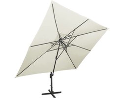 vidaXL Parasol - Zonwering - Zweefparasol met dubbel dak 400x300 cm zandkleurig - Tuindecoratie - Buitenschilderij - Zomerproduct
