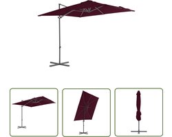 vidaXL Parasol - Zweefparasol - Zweefparasol met stalen paal 250x250 cm bordeauxrood - Buitenshuis Decoratie - Tuinparasol - Zomerdecoratie