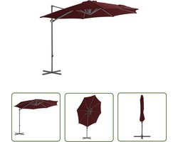 vidaXL Parasol - Zweefparasol - Zweefparasol met stalen paal 300 cm bordeauxrood - Tuindecoratie - Buitendecoratie - Balkondecoratie