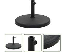 vidaXL Parasolbasis - Parasolvoet - Parasolvoet rond 19 kg polyresin zwart - Tuinset - Outdoordecoratie - Patiomeubilair