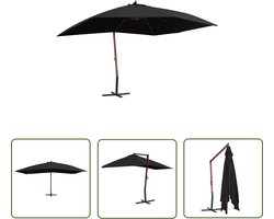 vidaXL Parasols - Zonwering - Zweefparasol met houten paal 400x300 cm zwart - Tuindecoratie - Buitendining - Patio Set