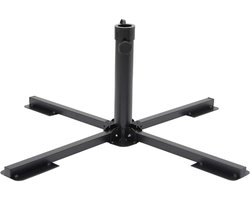 vidaXL - Parasolvoet - inklapbaar - voor - Ø38/48 - mm - stok - staal - glanzend - zwart