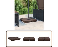 vidaXL Parasolvoet Set - 100kg - Bruin - PP Materiaal Parasolvoet - Parasolbasis - Tuinset - Strandstoel - Buitenshuis