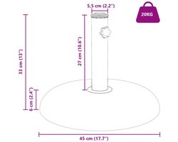 vidaXL - Parasolvoet - Wit, - Zwart - 45 - x - 45 - x - 40 - cm - Beton, - Metaal