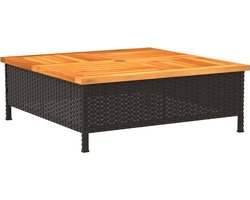 vidaXL - Parasolvoetbedekking - 70x70x25 - cm - poly - rattan - acaciahout - zwart